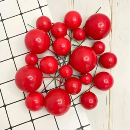 Faux Ball Cake Topper Red Colour (20 Pcs Pack)