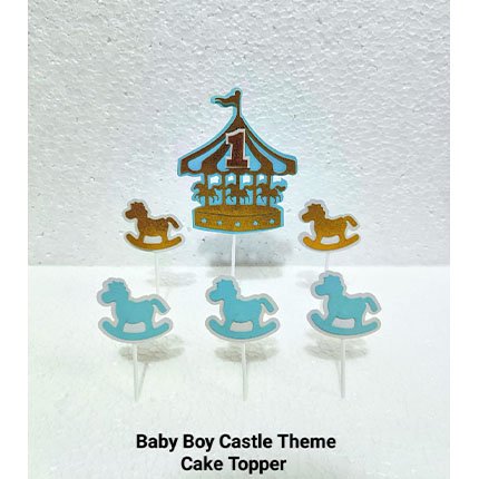 Baby Boy Castle Theme Cake Topper