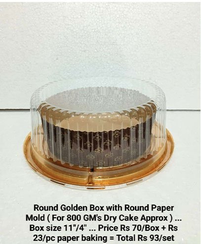 Round Golden Box With Round  Paper Mold ( For 800 Gm’s Dry Cake Box)