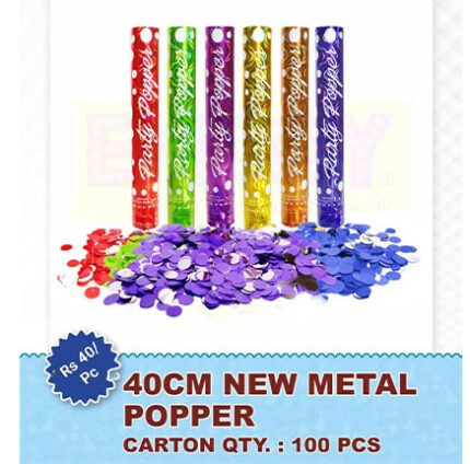 New Metal Party Popper 40 cm – Rs.45(1Pc)- Rs.4500 (100 Pcs)