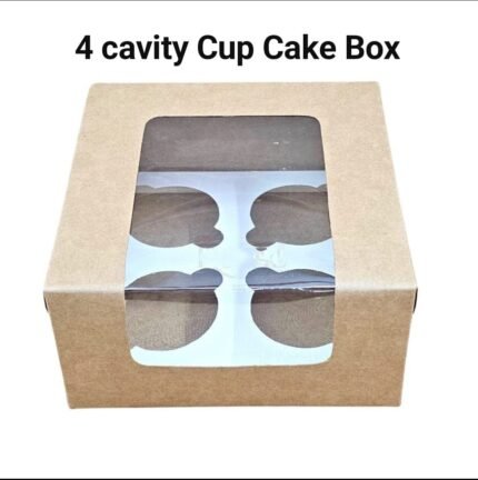 4 cavity Cup Cake Box ( Brown colour) – Rs.15 / pc ( Moq 50pcs)