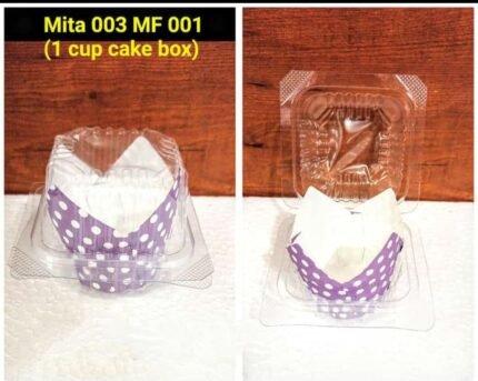 1 cup cake box (plastic)- Rs.5.50/pc (without cups)(Moq 50pcs)