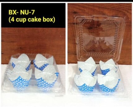 4 cup cake box ( plastic) – Rs.22 /pc ( without cups) Moq 50pcs
