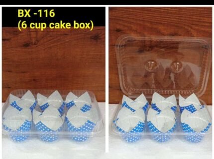 6 cup cake box ( plastic) – Rs.28/pc(without cups) Moq 50pcs