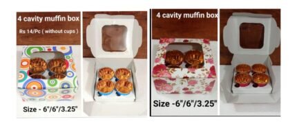4 cavity muffin box (printed)- Rs.14/pc ( without cups) Moq 50pcs