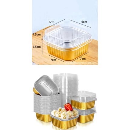 Square shape direct bake and serve foil containers – Rs.8/1Pc (Moq/100Pcs)