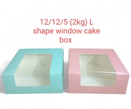 12/12/5 (2kg) L Shape Window Cake Box – Rs.33/1 Box (Moq 100 pcs)