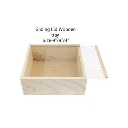 Sliding Lid Wooden Tray Size- 9″/9″/4″  – Rs.265/pc ( moq 5pc)