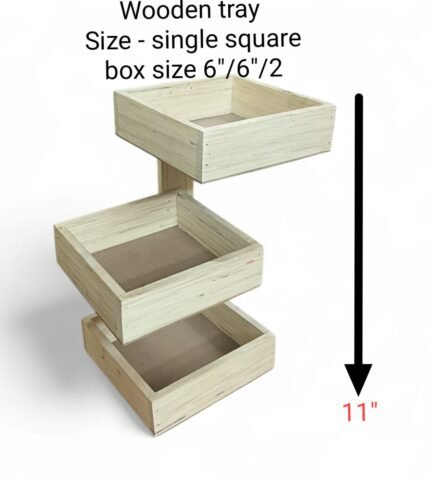 Wooden Tray Size- Single Square Box Size 6″/6″/2″ -Rs.175 /pc ( moq 5pc)