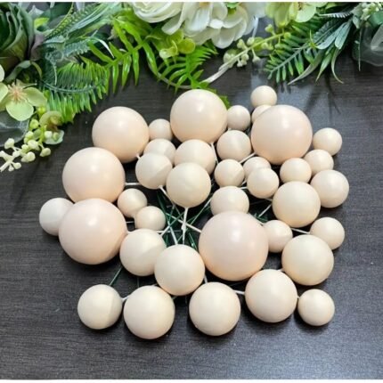 Faux Ball Cake Topper Off White Colour (20 Pcs Pack)