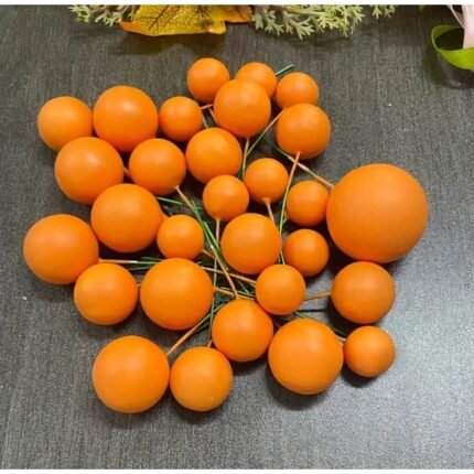 Faux Ball Cake Topper Orange Colour (20 Pcs Pack)
