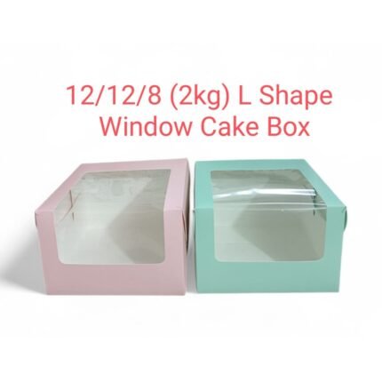 12/12/8 (2kg tall ) L Shape Window Cake Box –  Rs .40/1pc (Moq 100 pcs)
