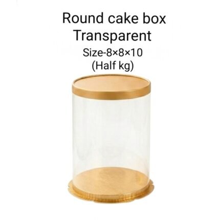 Round Shape Transparent Cake Box ( half kg) Size – 8×8×10 – Rs.115/pc (moq 50pcs)